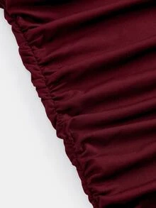 Girlism Teen Girl Teen Girls Dresses Spring/Summer New Knit Ruched Fishtail Elegant Spaghetti Strap Casual Ruched Long Dress, Suitable For All Seasons, Graduation, Prom Dresses, Graduation Dresses - Burgundy - View 5