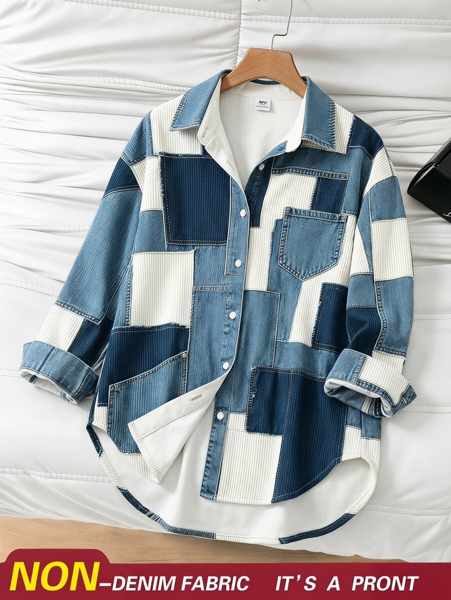 SHEIN Tween Girls Fall Tops Fall Striped Sun Protection Shirt, Korean Style,Holiday,Summer,Travel, Casual, Outfit, Comfortable, Daily - Blue - View 1
