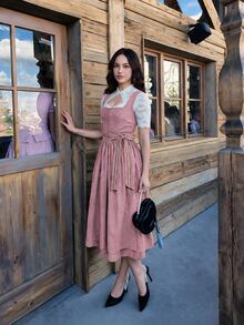 Fairmaia 時尚休閒德式傳統女款繫帶洋裝 慕尼黑啤酒節婚禮洋裝 桃紅色 夏季 - 粉色 - 查看 7