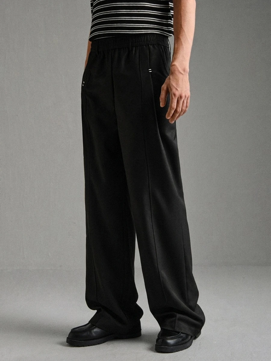 Calmiston Men's Solid Color Casual Streetwear Versatile Daily Wear Long Pants Formal Attire Festival Boys Fall/Winter New Pull S Going Out Vacation Black - Black - View 1