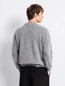 Formmaro Men's Knight Pattern Casual Daily Wear Cardigan, Old Money - Grey - View 5