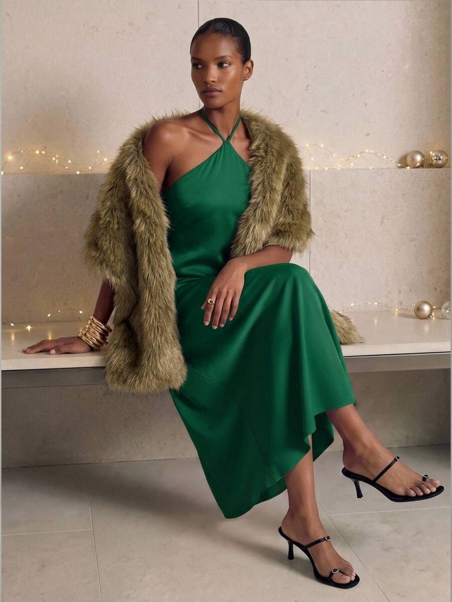 Aveloria Modichic Ladies' Backless Halter Neck Tie Strap Dress Holiday Party Birthday Formal Occassion Dress - Green - View 1