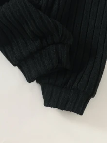 SHEIN 3件組新生兒男嬰毛衣褲套裝，可愛學院風酒紅白色黑馬刺繡羅紋長袖圓領加厚生日秋季連身衣附帽子 - 彩色 - 查看 6
