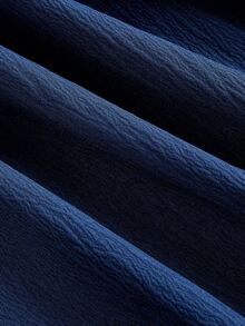 Skyraze Embroidered Shell Sleeve Navy Blue Mid-Length Elegant Dress - Navy Blue - View 8