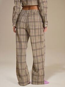 MUSERA Checkered Asymmetric Hem Straight Leg Denim Jean Autumn Winter Fall Cute Everyday Coolgirl Mullburn Hill - Multicolor - View 4