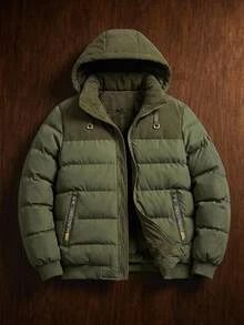 AKNOTIC Men's Long Sleeve Zipper Front Casual Hooded Winter Jacket - Army Green - View 8