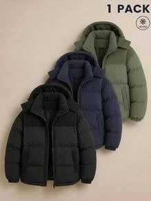 AKNOTIC Men's Long Sleeve Zipper Front Casual Hooded Winter Jacket - Army Green - View 11