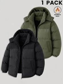 AKNOTIC Men's Long Sleeve Zipper Front Casual Hooded Winter Jacket - Army Green - View 1