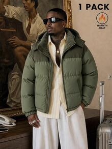 AKNOTIC Men's Long Sleeve Zipper Front Casual Hooded Winter Jacket - Army Green - View 5