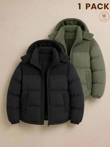 AKNOTIC Men's Long Sleeve Zipper Front Casual Hooded Winter Jacket - Army Green - View 12
