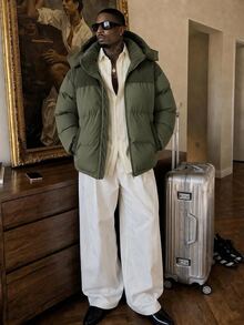 AKNOTIC Men's Long Sleeve Zipper Front Casual Hooded Winter Jacket - Army Green - View 6