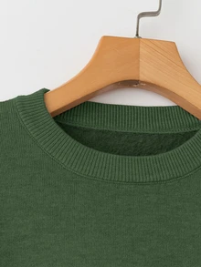 Franclia Women's Fitted Crew Neck Thermal Lined Long Sleeve Sweater - Dark Green - View 4