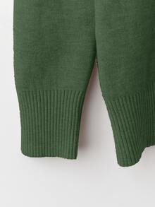 Franclia Women's Fitted Crew Neck Thermal Lined Long Sleeve Sweater - Dark Green - View 7