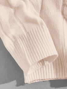 SWAVVY Men's Casual Versatile Crew Neck Long Sleeve Pullover Sweater, Y2k Cable Knit Sweater, For Autumn/Winter Outings, For Spring - Apricot - View 4