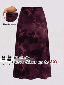 SHEIN CURVE+ 女款大尺碼裙 22W，秋季大尺碼裙 - 中紫紅色 - 查看 4