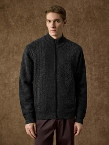 Formmaro Old Money Men's Solid Color Casual Versatile Daily Wear Cardigan, Fall/Winter Unisex Style, Couple Outfit, Best Holiday Gift - Dark Grey - View 6