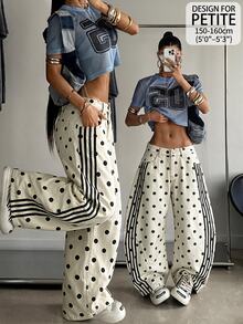 SHEIN PETITE 女款波點寬鬆牛仔褲 - 白色 - 查看 7