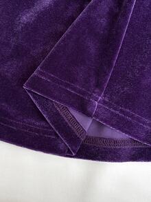 Balvessa Velvet Wavy Ruffle V-Neck Open Front Design Vintage Elegant Puff Long Sleeve Cinched Waist Fit Women's Blazer Dinner Cocktail Dark Purple Fall - Purple - View 5