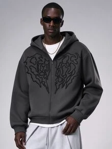 STYNVO Men's Zip-Up Casual Versatile Daily Wear Hooded Sweatshirt - Dark Grey - View 1