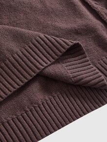 ROMWE Áo cardigan choàng vai nữ màu trơn thời trang đa năng hai hàng khuy - màu nâu - Xem 11