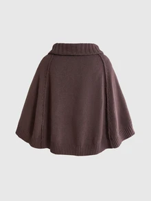 ROMWE Áo cardigan choàng vai nữ màu trơn thời trang đa năng hai hàng khuy - màu nâu - Xem 9