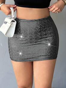 SHEIN SXY Summer High Waist Bodycon Skirt - Silver - View 4