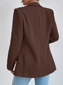 Rafferiza Spring & Autumn Casual Solid Color Shawl Collar Blazer Jacket Fall Cloth For Women - Chocolate Brown - View 3