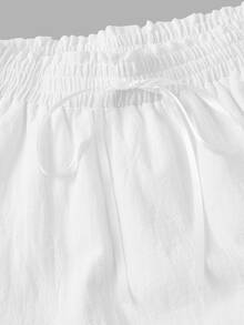 Skyraze Women's All White 2 Pieces Set,Ruched Bust Camisole & Ruffle Hem Skirt,Modest Summer Holiday Vacation Outfits,Boho Wedding Guest Dress,Holiday - White - View 7