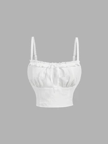 Skyraze Women's All White 2 Pieces Set,Ruched Bust Camisole & Ruffle Hem Skirt,Modest Summer Holiday Vacation Outfits,Boho Wedding Guest Dress,Holiday - White - View 9
