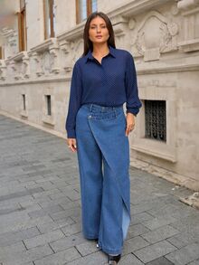 New Asymmetrical Design Women's Jeans, Suitable For Valentine's Day And Mother's Day - Blue - View 2