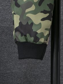 SHEIN Tween Boys' Camouflage Cargo Long Pants And Patch Pocket Top 2pcs/Set, School, Campus, College - Army Green - View 5