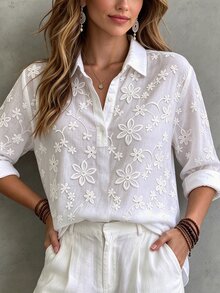 SHEIN LUNE CURVE Ladies' Plus-Size Long-Sleeve Shirt, Full-Pattern Print, Casual And Suitable For Daily Wear Or Commu - Multicolor - View 5