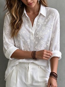 SHEIN LUNE CURVE Ladies' Plus-Size Long-Sleeve Shirt, Full-Pattern Print, Casual And Suitable For Daily Wear Or Commu - Multicolor - View 3