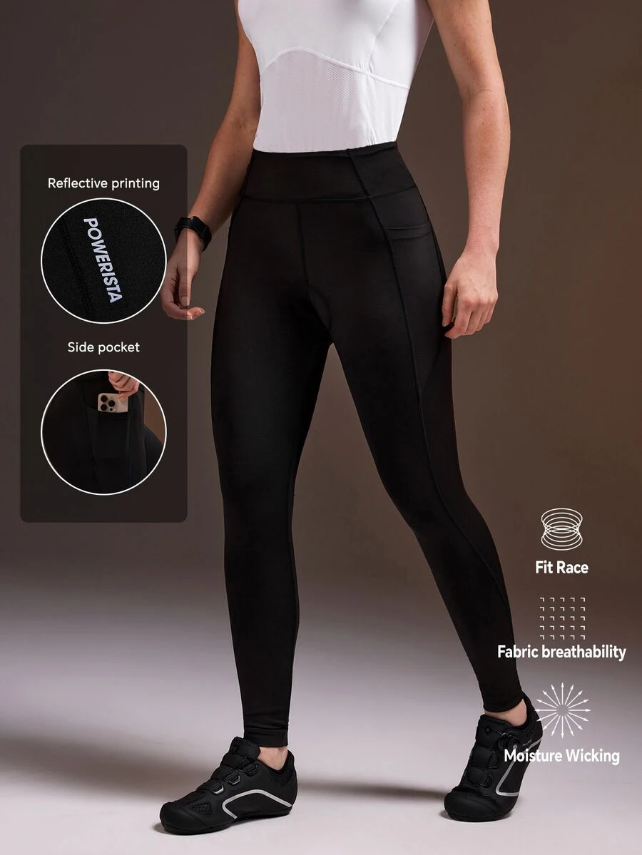 Powerista Women's Black Fitted 9/10 Length Cycling Leggings(Suitable For Workout)