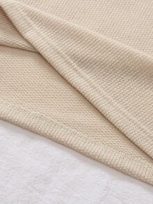 SHEIN Reset Phase Tween Girls Apricot Versatile Casual Off-The-Shoulder Long Sleeve Knit Top, Suitable For Daily Wear, Travel, Party And Outdoor Photography - Apricot - View 4