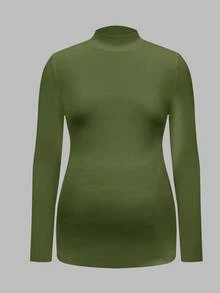 Modmama 3Packs Maternity Elegant Mock Neck Top,Long Sleeve Ruched Fleece Compression T-Shirt For Women,Black And White,Autumn,Smart Casual,Everyday,Solid Tops - Army Green - View 7