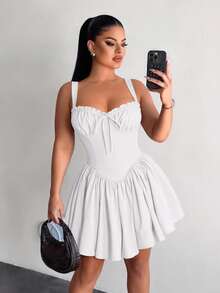 SHEIN SXY Prom Dress;Summer;Princess Style Red Ballerina Tutu Dress For Birthday/Date/Party, With Built-In Crinoline (Non-Removable)Wedding Guest Dress Women - White - View 1
