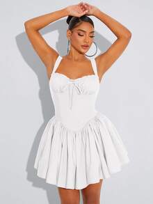 SHEIN SXY Prom Dress;Summer;Princess Style Red Ballerina Tutu Dress For Birthday/Date/Party, With Built-In Crinoline (Non-Removable)Wedding Guest Dress Women - White - View 3