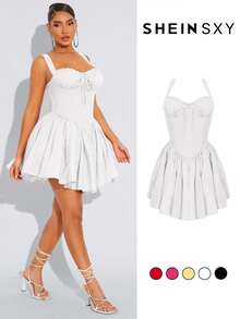 SHEIN SXY Prom Dress;Summer;Princess Style Red Ballerina Tutu Dress For Birthday/Date/Party, With Built-In Crinoline (Non-Removable)Wedding Guest Dress Women - White - View 8