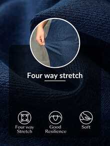 Flexra Plus Size Solid Color Twist Elastic Waist Casual Jeans - Royal Blue - View 7