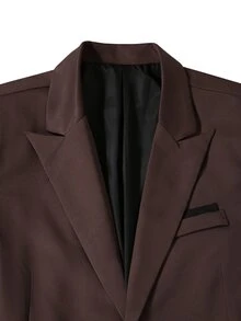 Calvornis Men's Solid Color Long Sleeve Blazer And Trousers Business Luxury 2 Pieces Set, Brown, Formal - Brown - View 8