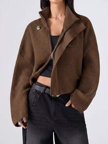 LYSMO Women Cardigans - Chocolate Brown - View 8