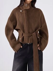 LYSMO Women Cardigans - Chocolate Brown - View 6