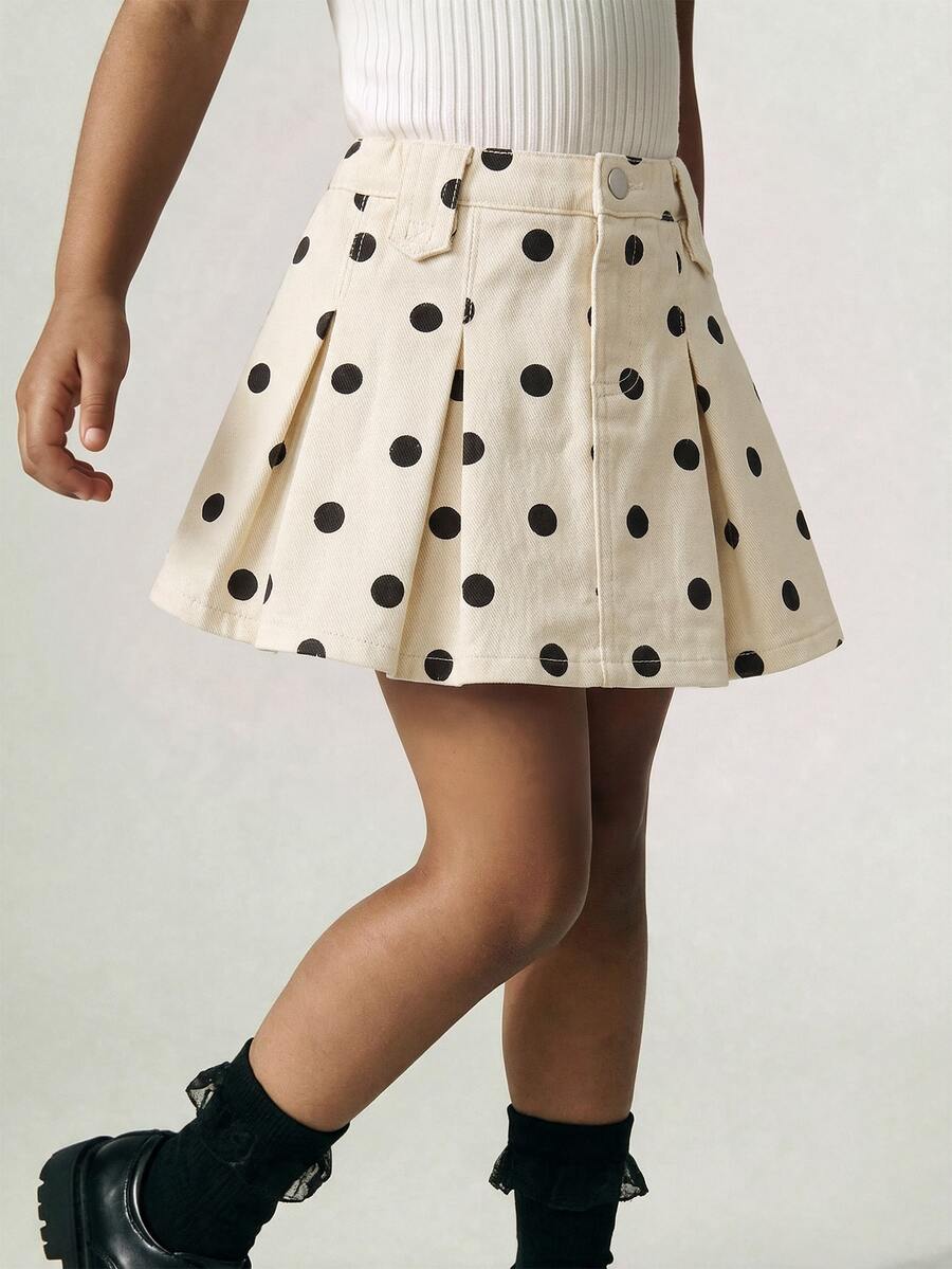 Maija Kids Maija Kids 女童波點印花鈕扣百褶牛仔迷你裙 - 彩色 - 查看 1