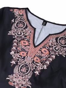 EMERY ROSE 大尺碼女士復古刺繡簡約日常裝 - 黑色 - 查看 4