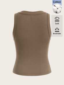 SHEIN BASICS 女款素色休閒百搭日常上衣 - 咖啡棕 - 查看 2