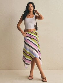 Poéselle Women's Colorblock Casual Daily Skirt - Pink - View 2