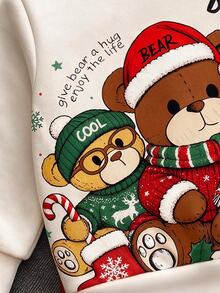Baby Boy Crew Neck Casual Pullover Sweatshirt, Classic Christmas Pattern Print, Christmas Three Cute Bears Pattern Print, Christmas Gift Pattern Print, Suitable For Christmas - Multicolor - View 6