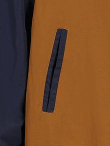 SHEIN 2件組青少年男孩街頭風連帽衫與拉鍊夾克套裝，深藍與橘色拼接，休閒運動風學生穿搭 - 彩色 - 查看 6