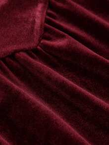 SHEIN 少女掛脖收腰洋裝，適合正式場合、派對、典禮、休閒與日常穿著 - 紅色 - 查看 4